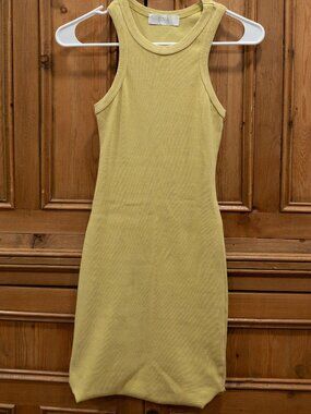 DNA Ribbed Bodycon Mini Dress - Citron Yellow size Small